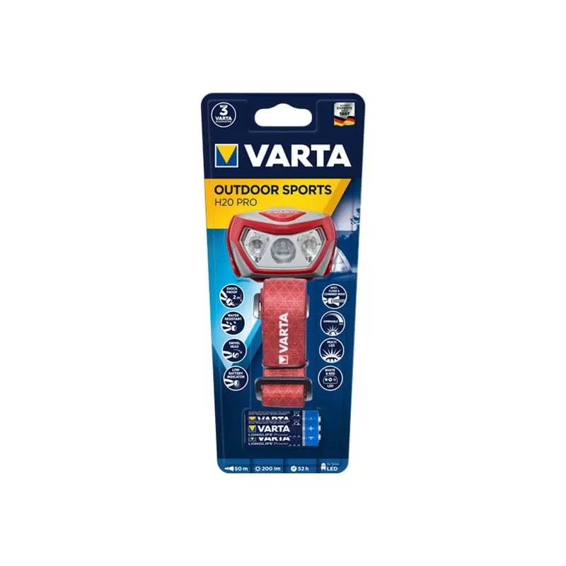 Stirnlampe Varta Outdoor Sports H20 Pro Grau Rot
