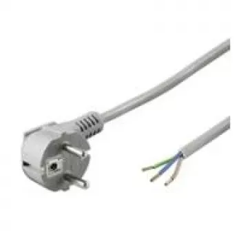 Wentronic Goobay Geerdetes Stromkabel abgewinkelt für Eigenmontage, 1,5 m, Grau - Typ F (Typ F, CEE 7/7) > lose Kabelenden (93975)