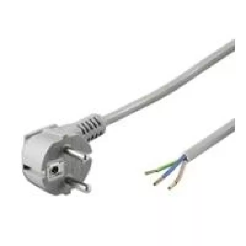 Wentronic Goobay Geerdetes Stromkabel abgewinkelt für Eigenmontage, 1,5 m, Grau - Typ F (Typ F, CEE 7/7) > lose Kabelenden (93975)