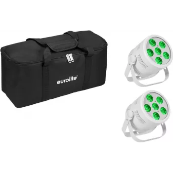 LED-Par-Scheinwerfer EUROLITE Silent Par 6 QCL Floor 2x mit Soft-Bag — kompakter Boden-QCL-LED-Par, 2 Einheiten, Transporttasche