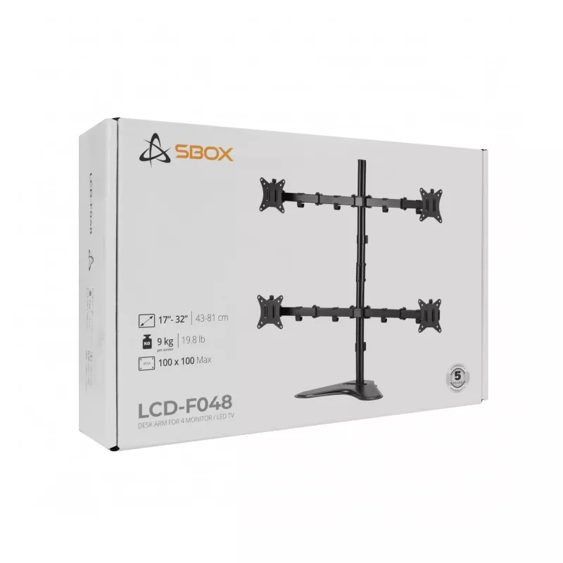LCD-Halterung SBOX LCD-F048-2 für 17–32 Zoll Displays, unterstützt 4×9 kg, VESA 100×100