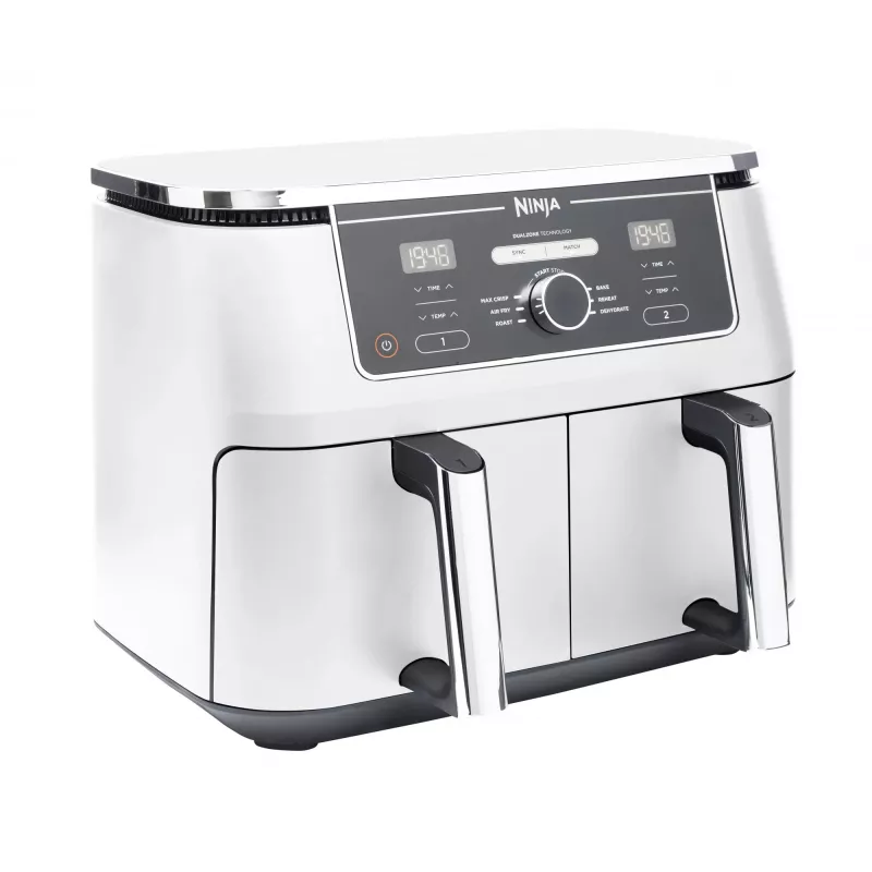 Heißluftfritteuse Ninja AF400EU Double 9,5 L 2470 W Weiß, Dreh- und Touch-Bedienelemente