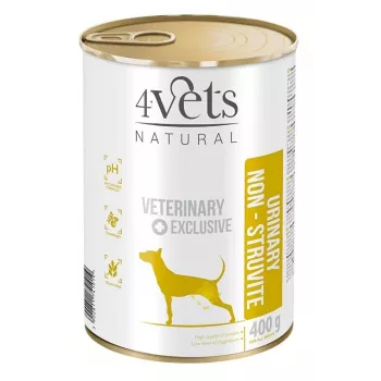 Nassfutter für Hunde 4vets Natural Urinary No Struvit 400 g – Veterinärdiät für die Harngesundheit, Truthahn