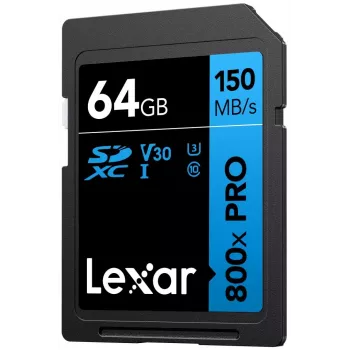SDXC-Flash-Speicher Lexar 64 GB UHS-I 800xPRO — Klasse 10, U3, V30, 150 MB/s
