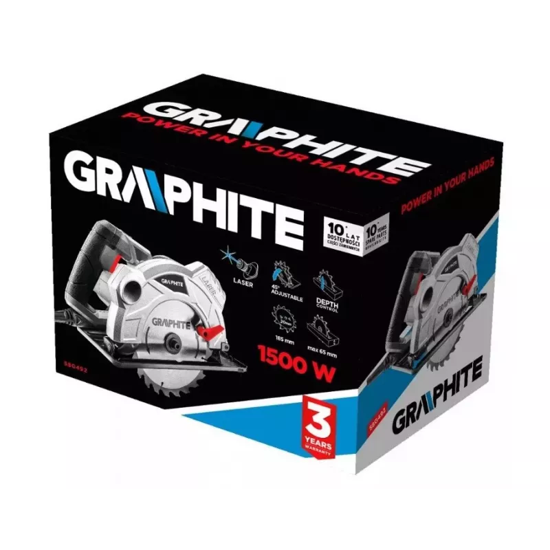 Kreissäge 1500 W Graphite Sägeblatt 185 mm