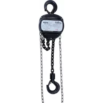 Kettenzug EUROLITE 1,5 t 10 m Schwarz - manueller Kettenzug, Hubkapazität 1,5 Tonnen, 10 m Hubhöhe