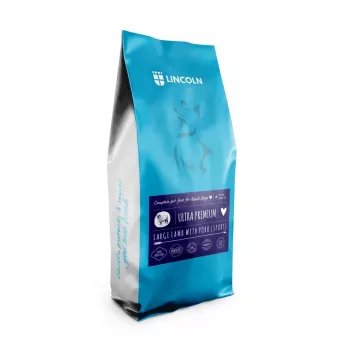 Trockenfutter für Hunde Lincoln Ultra Premium Large — Lamm mit Schwein, 12 kg, 32 % Protein, 22 % Fett, für ausgewachsene große Rassen