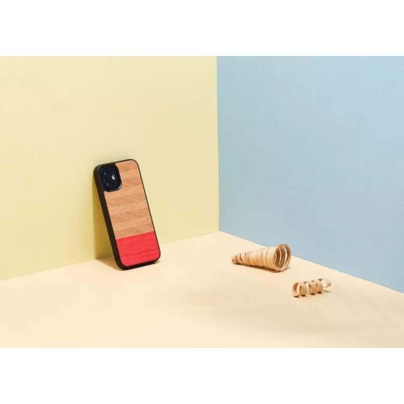 Schutz-Handyhülle Man and Wood für iPhone 12 mini – Fischgrätmuster azalea Schwarz
