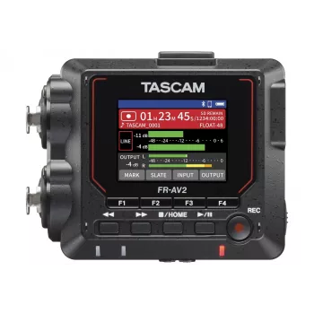 Tragbarer Audiorecorder Tascam FR2-AV — 2-Spur, 2 XLR-Combo-Eingänge, USB-C-Schnittstelle, 48–192 kHz, 24/32-Bit, microSD bis zu 512 GB