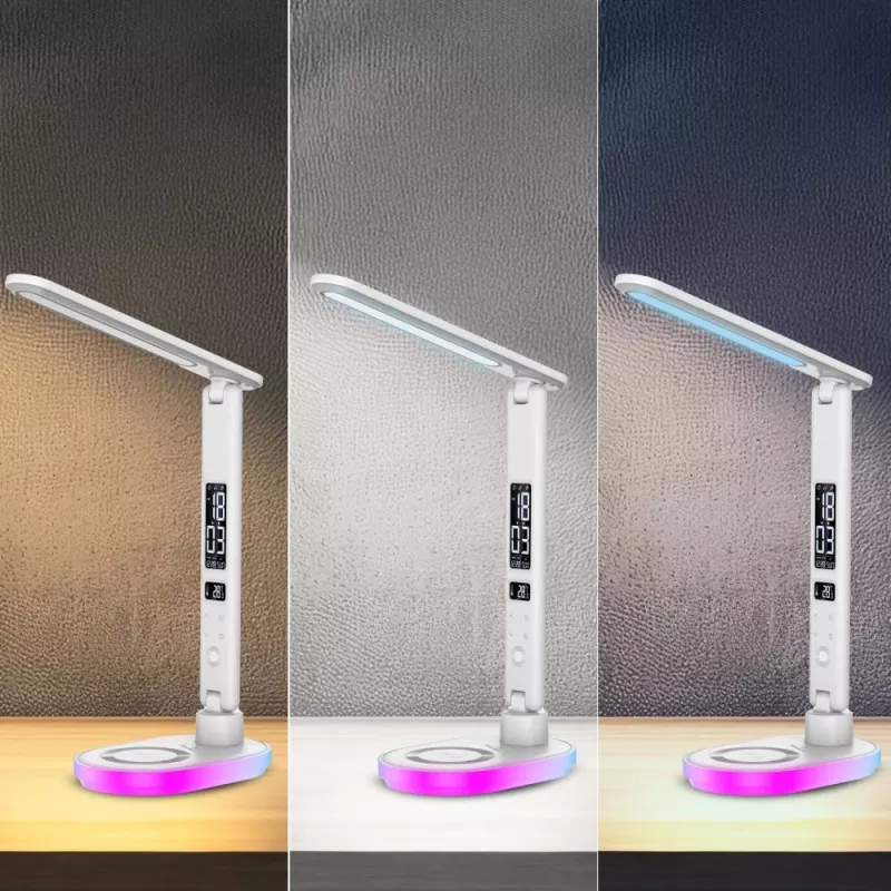 Tischleuchte Hawk HW-LAMP03 Weiß RGB — verstellbare LED-Schreibtischlampe mit RGB-Beleuchtung