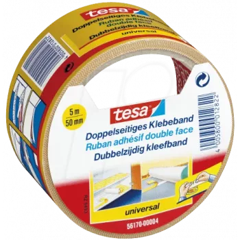 Doppelseitiges Klebeband Tesa 56170, 5 m x 50 mm, permanent haftend, gewebeverstärkt
