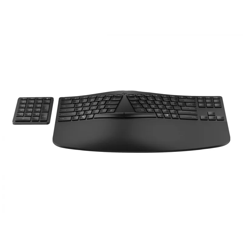 HP 960 Ergonomische kabellose Tastatur, Vollformat (100%), kabellos, RF Wireless + Bluetooth, Membran, Schwarz