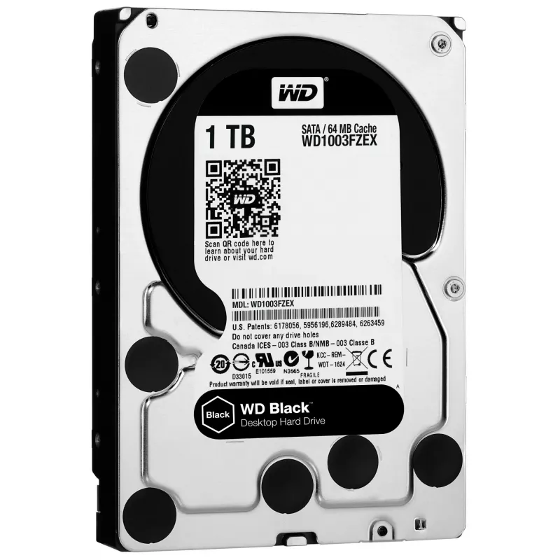 HDD | WESTERN DIGITAL | Schwarz | 1TB | SATA 3.0 | 64 MB | 7200 rpm | 3,5 | WD1003FZEX
