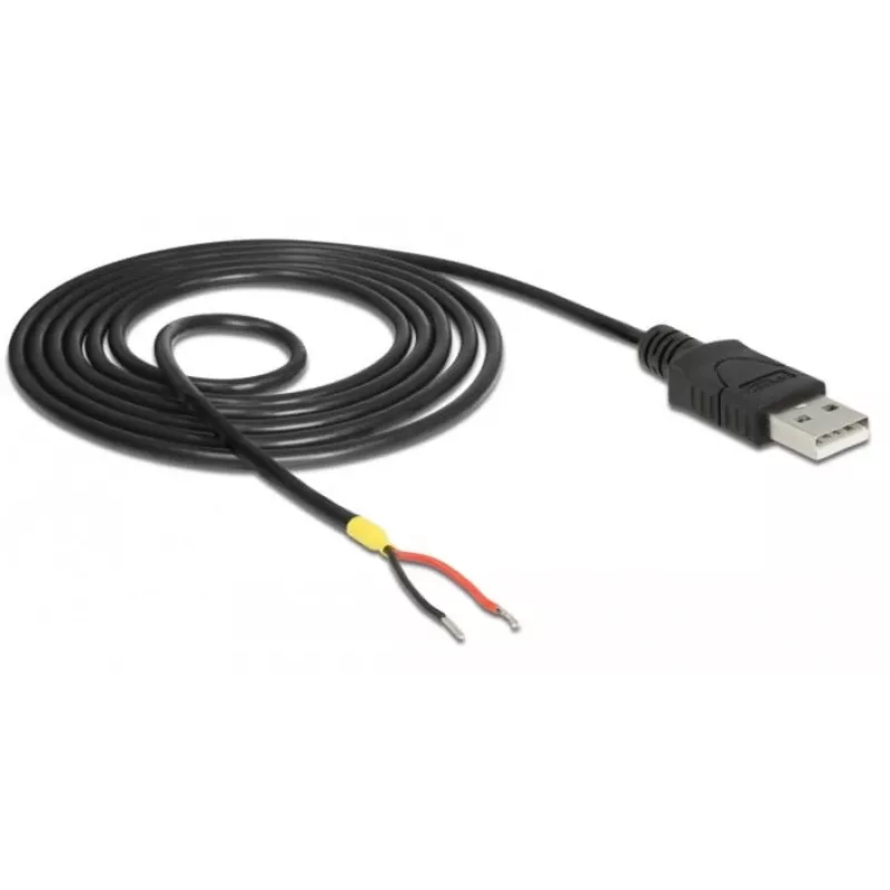 Delock Kabel USB2.0 Typ-A-Stecker > 2 x offene Kabelenden - 1,5 m - schwarz (85664)