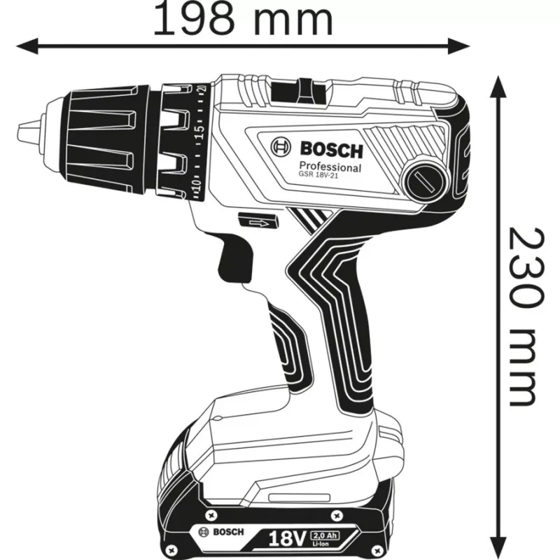 Bosch GSR 18V-21 Professional 1800 U/min 1,2 kg Schwarz, Blau