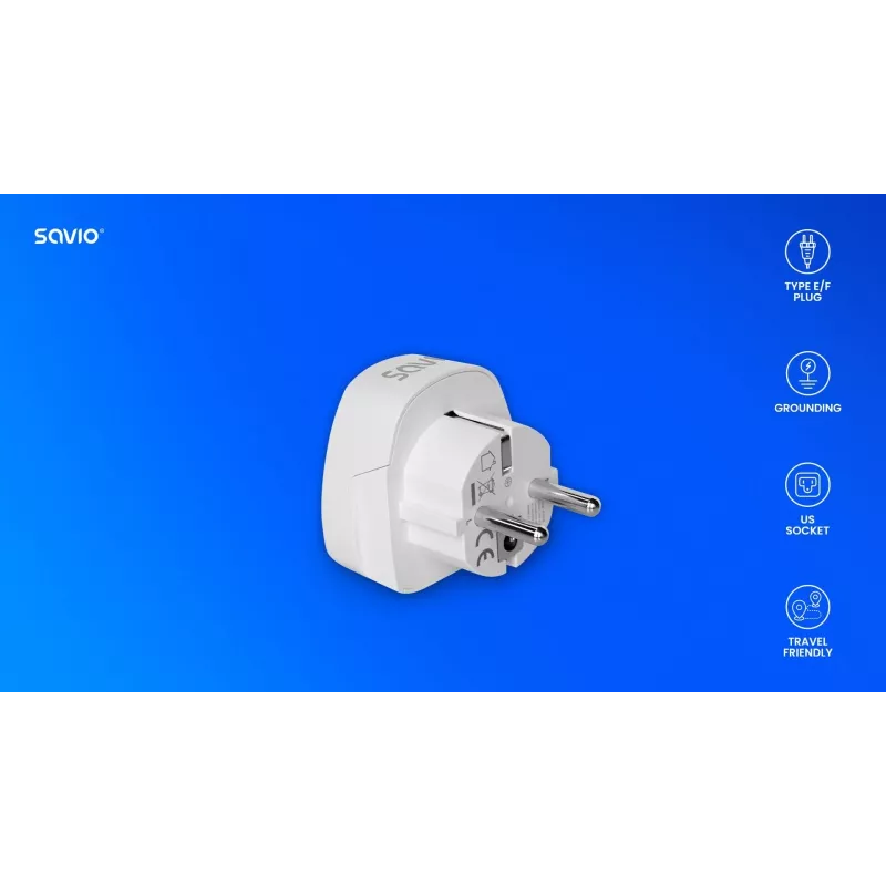 SAVIO AP-01 Reiseadapter, US-Steckdose – EU-Stecker