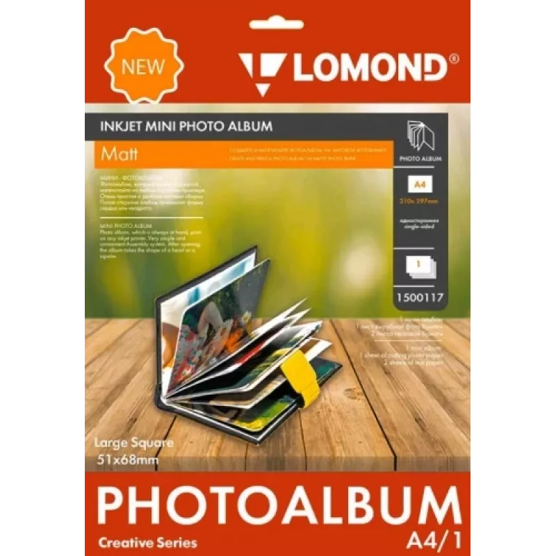 Lomond Large Square Matte Foto-Mini-Album, 51×68 mm — für kleine Abzüge, matte Seiten