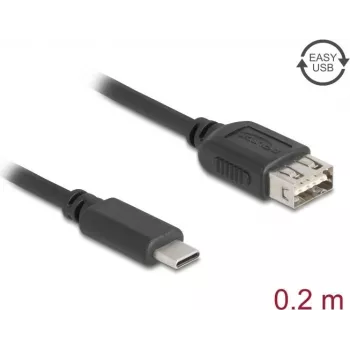 USB-Kabel DELOCK 81534 — USB C auf USB A, USB 2.0, 0,2 m, schwarz