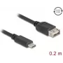 USB-Kabel DELOCK 81534 — USB C auf USB A, USB 2.0, 0,2 m, schwarz