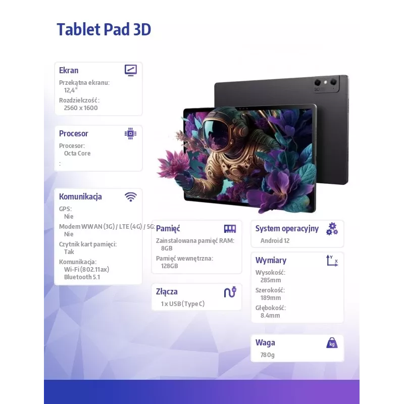 Tablet Nubia Pad 3D 12,4 Zoll Snapdragon 888 8 GB 128 GB Android