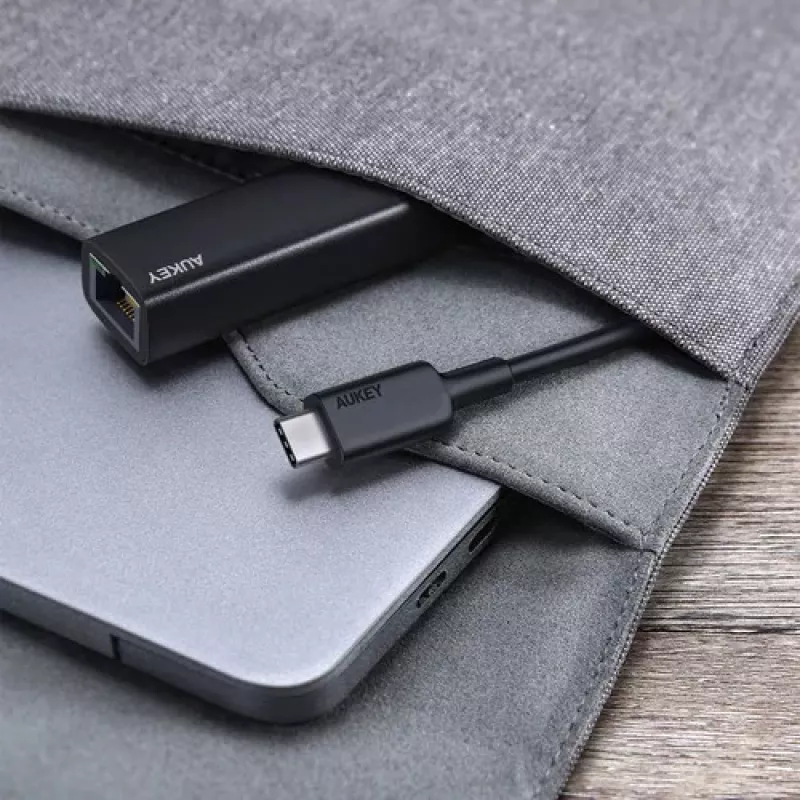 Ethernet Adapter Aukey CB-A30 USB‑C auf Gigabit RJ45 10/100/1000 Mbps, USB 3.0, Aluminium, LED-Anzeigen