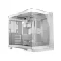 PC-Gehäuse MODECOM Volcano Panorama Midi Tower weiß — micro ATX, gehärtetes Glas, ARGB, USB-C, unterstützt GPU 400 mm