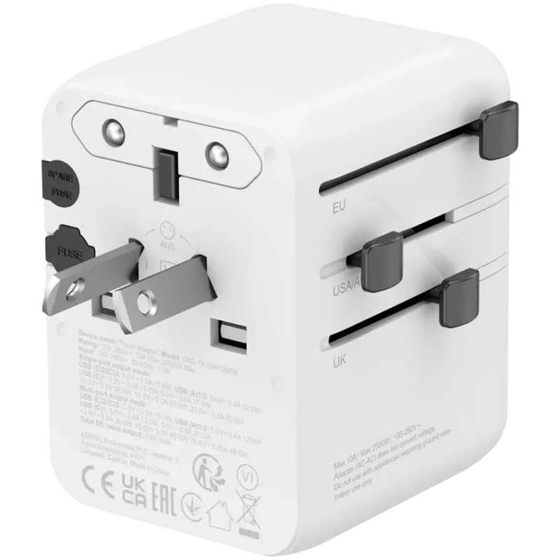 CANYON Travel Adapter OnTour 70 EU/UK/US/AUS 70W Weiß