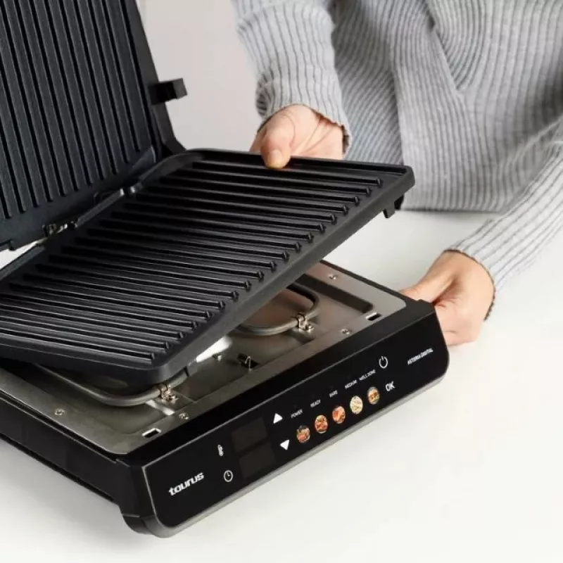 Elektrischer 2-in-1-Grill Taurus Asteria Digital — 2000 W, einstellbarer Thermostat, antihaftbeschichtet, herausnehmbare Auffangschale