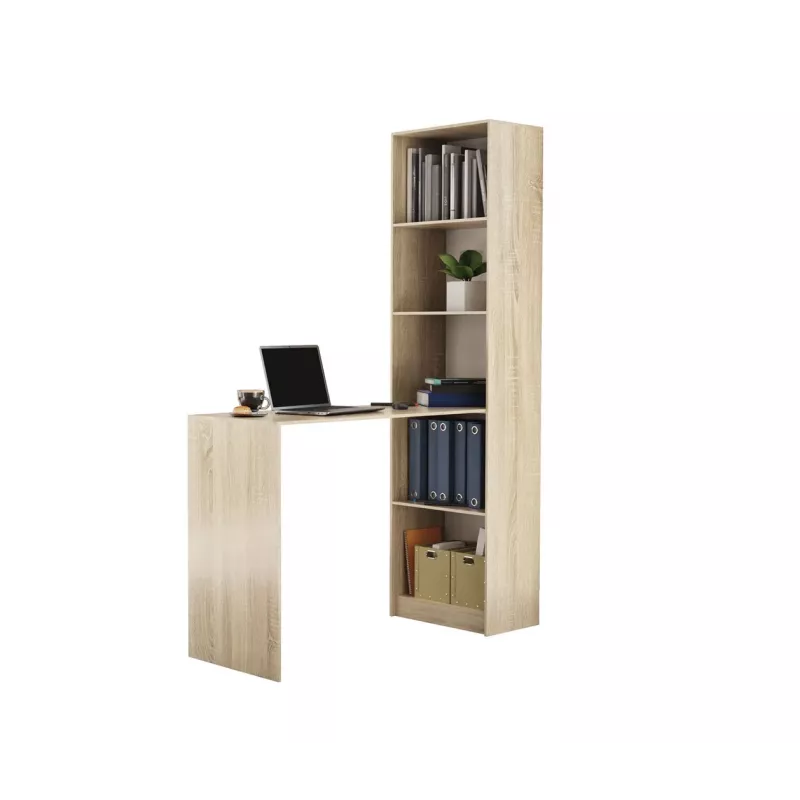 Computer desk top e shop R50 SON Z mit Regal, Ecktisch, eichenfarben, Spanplatte rechteckige Platte