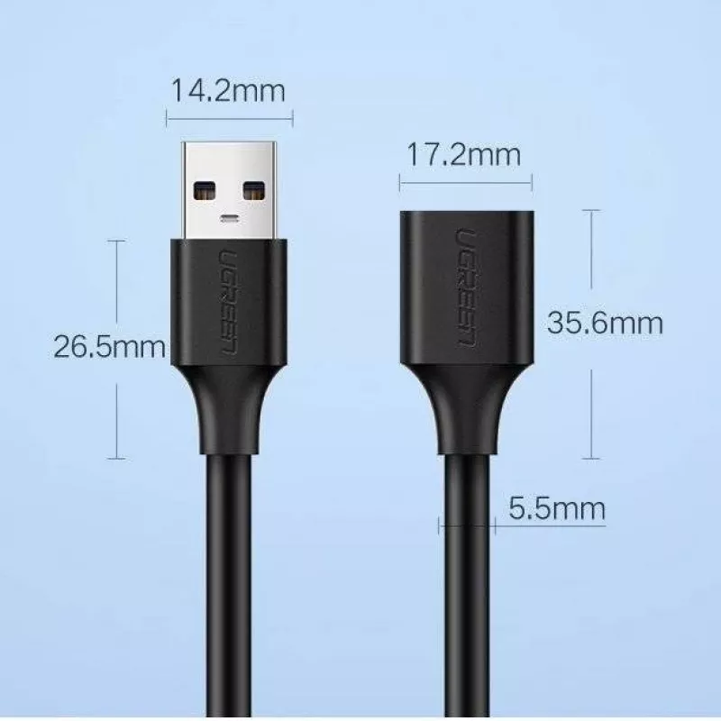 Ugreen-Verlängerungskabel-Adapter USB 3.0 (Buchse) auf USB 3.0 (Stecker) 2 m (schwarz)