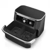 Doppel-10,4-L-Heißluftfritteuse Ninja AF500EU, Standgerät, 2470 W, Schwarz, Edelstahl