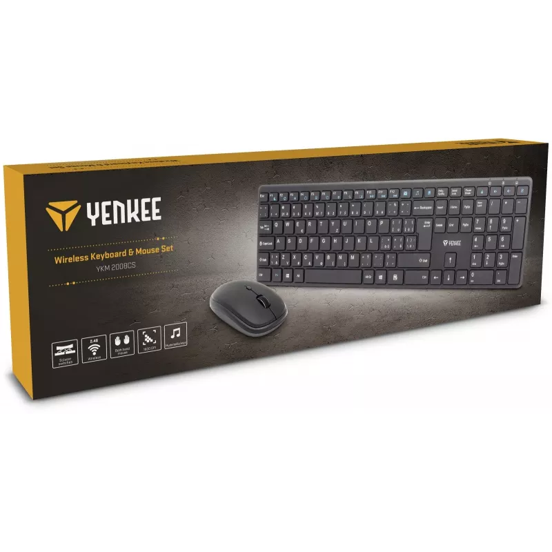 Kabelloses Tastatur-Maus-Set YENKEE YKB 2008CS — 2,4 GHz USB, kompaktes Layout