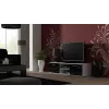 TV-Ständer cama meble SOHO 140 – 1400×430×370 mm, weiße Oberseite, Spanplatte, weißer Rahmen, schwarze Hochglanzfronten