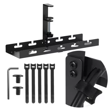 Untertisch-Kabelorganizer MACLEAN MC-105 B, Stahl, verstellbar, passend für Tischstärken von 0,5–50 mm, max. Belastung 5 kg, schwarz