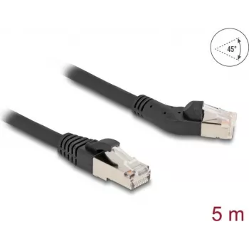 Netzwerkkabel DeLOCK RJ45 Cat.6A 45° links abgewinkelt auf gerade 5 m schwarz