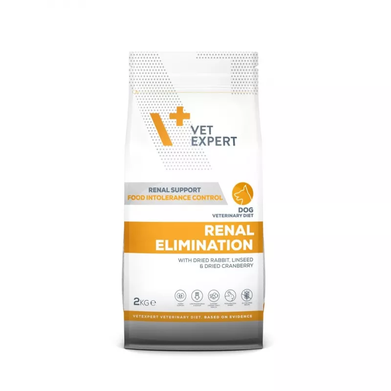 Trockenhundefutter VETEXPERT Veterinary Diet Renal Elimination 2 kg — Kaninchengeschmack, ausgewachsene Hunde, Nierenunterstützung, 15,8 % Protein, 19,5 % Fett