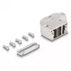 Kabeltülle DELOCK D-Sub Gehäuse für 9-polig Stecker/Buchse mit Metallwinkel 90° abgewinkelt, silber, 33×47×16 mm