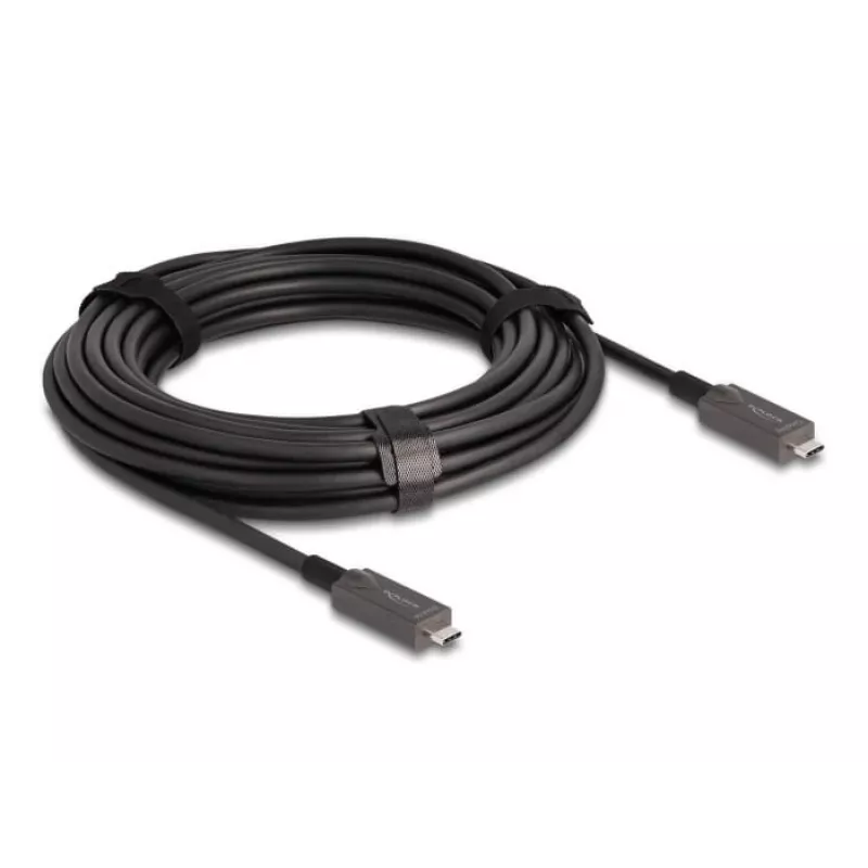 DeLOCK Aktives optisches USB-C Video + Daten + PD Kabel 10 m Schwarz