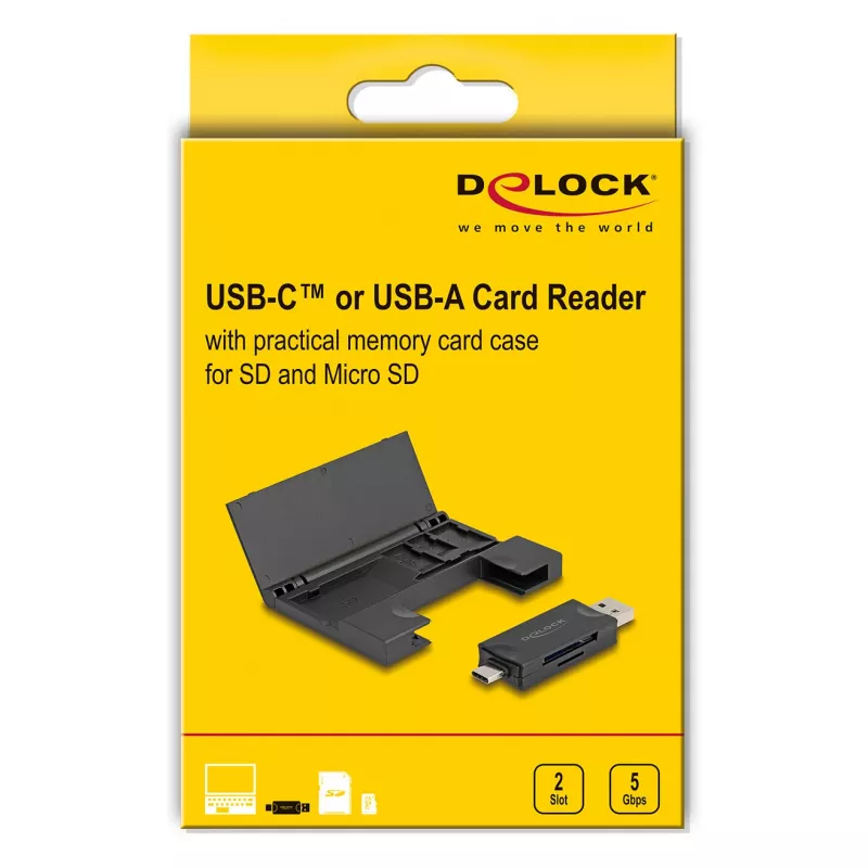 Kartenleser DeLOCK 91014 USB 3.2 Gen 1 Typ-A/Typ-C Schwarz MicroSD SD