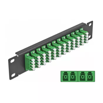 LWL-Patchpanel DeLOCK 10 Zoll 12 Port LC Quad Grün 1U Schwarz