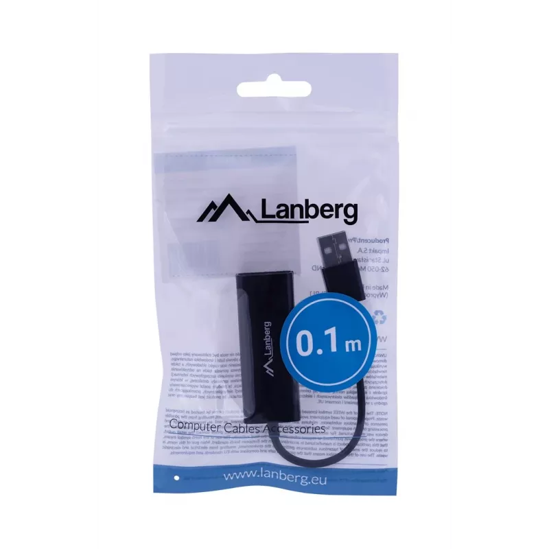 Netzwerkkarte LANBERG NC-0100-01 USB 10 Gbit/s, hot-swap-fähig, Kabel 0,15 m, schwarz