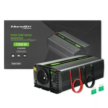 Auto-Wechselrichter Qoltec Monolith 1200 W Schwarz 12 V