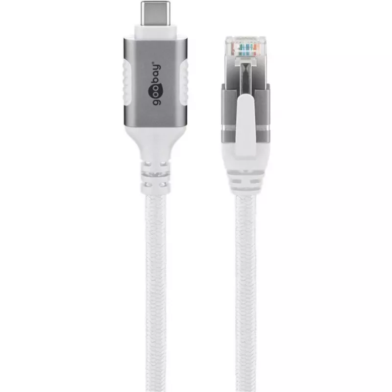 Netzwerkkabel Goobay 74180 USB C RJ-45 Cat6 10 m weiß