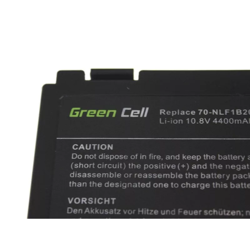 Battery Grün Cell AS01 für ASUS K40 K50 K60 K70 X70, Li-Ion 10,8 V 4400 mAh, 6 Zellen, Schwarz