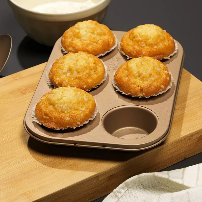Muffin Maker Russell Hobbs RH02151GEU7 Gold antihaftbeschichtet, elektrisches Muffin-Backgerät für die Arbeitsplatte