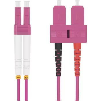 Glasfaser-Patchkabel helos LC–SC Duplex 50/125µm OM4 1,5 m