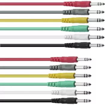 Audio-Patchkabel Omnitronic 3021005P, 6 x 0,9 m, 6,3 mm (1/4 Zoll) Mono-Klinkenstecker