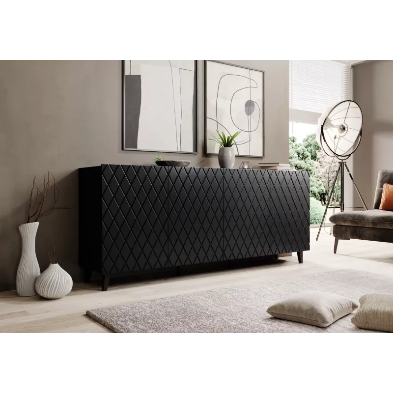 ASTI Kommode 200x42x82 schwarz matt