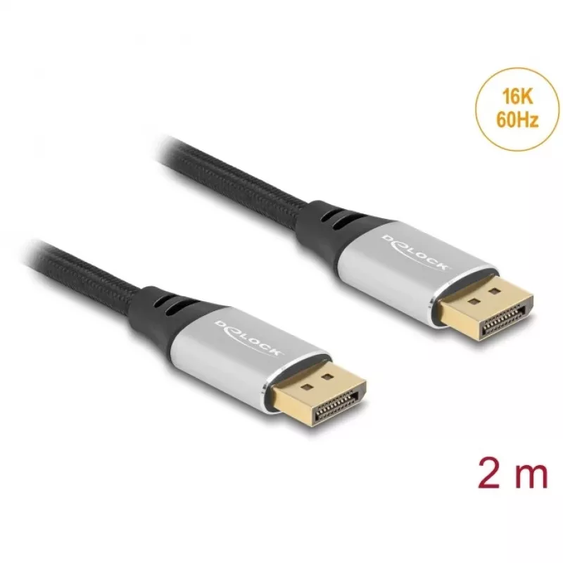 DeLOCK DisplayPort-Kabel 16K 60 Hz 2 m silber Metall