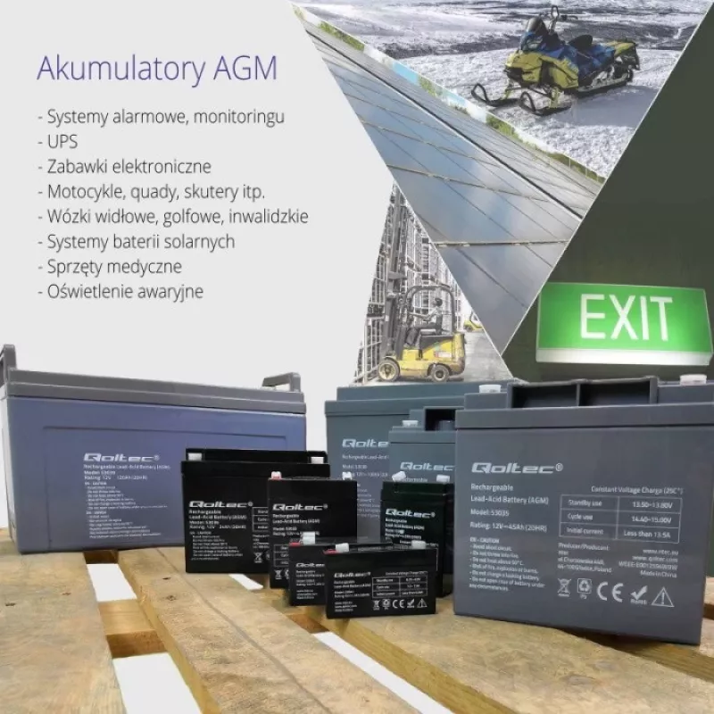Qoltec 53036 AGM-Batterie | 12V | 24Ah | max 360A
